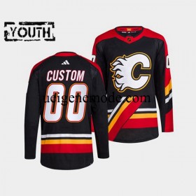 Kinder Calgary Flames CUSTOM Eishockey Trikot Adidas 2022-2023 Reverse Retro Schwarz Authentic